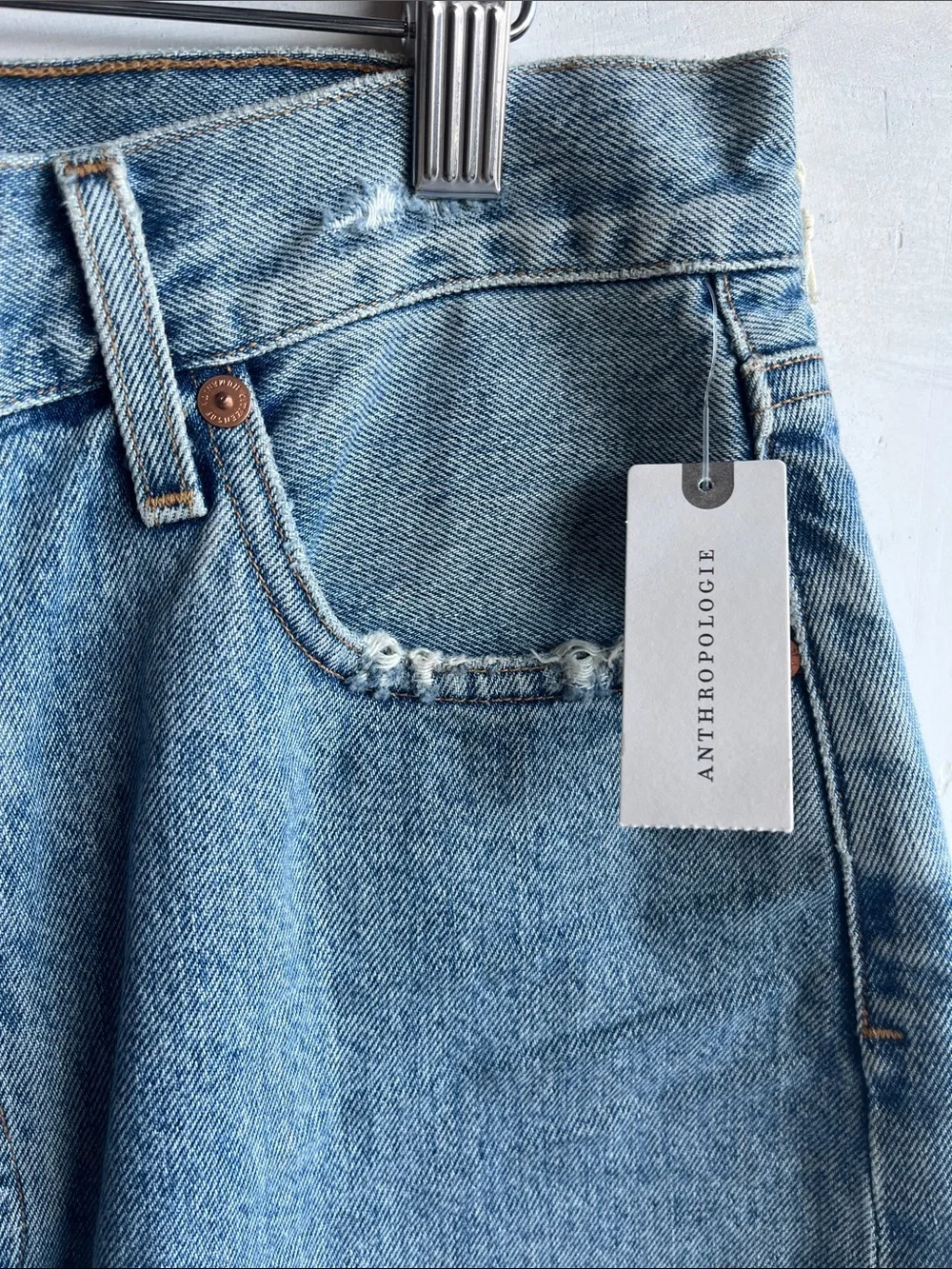 Anthropologie Light Blue Denim Mini Skirt
